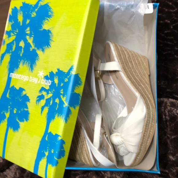 Cream Montego Bay Ankle Strap Wedges. - Picture 8 of 8